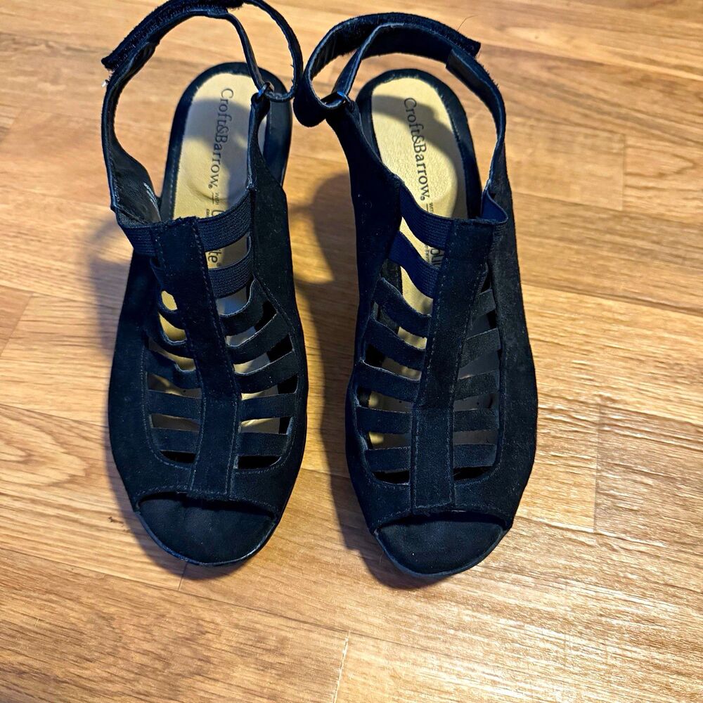 Croft & Barrow Ortholite Women’s Black Strappy Block Heel Sandals 7